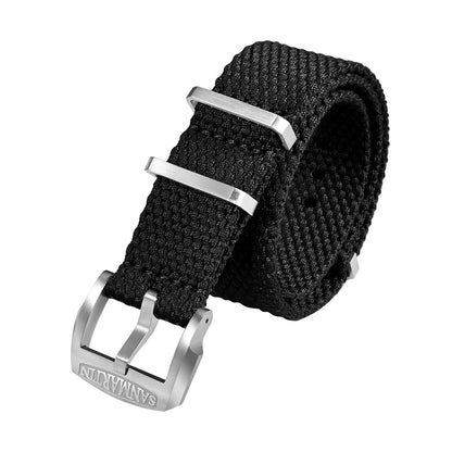 Cinturino per orologio San Martin in lino intrecciato 22 mm 20 mm cinturino per orologio da paracadutista cinturino in tessuto fibbia traspirante BD0012