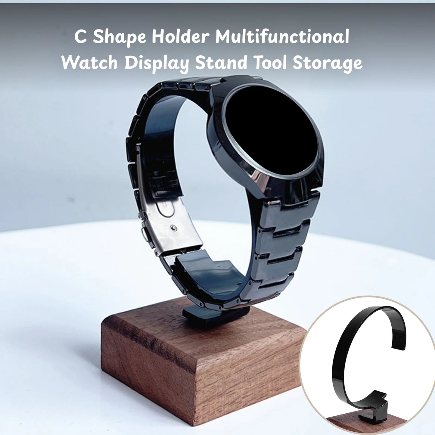 C-Shaped Multifunctional Watch Display Stand, Sales Counter Tool Storage, Exhibition Booth, Black Bracelets, Chains