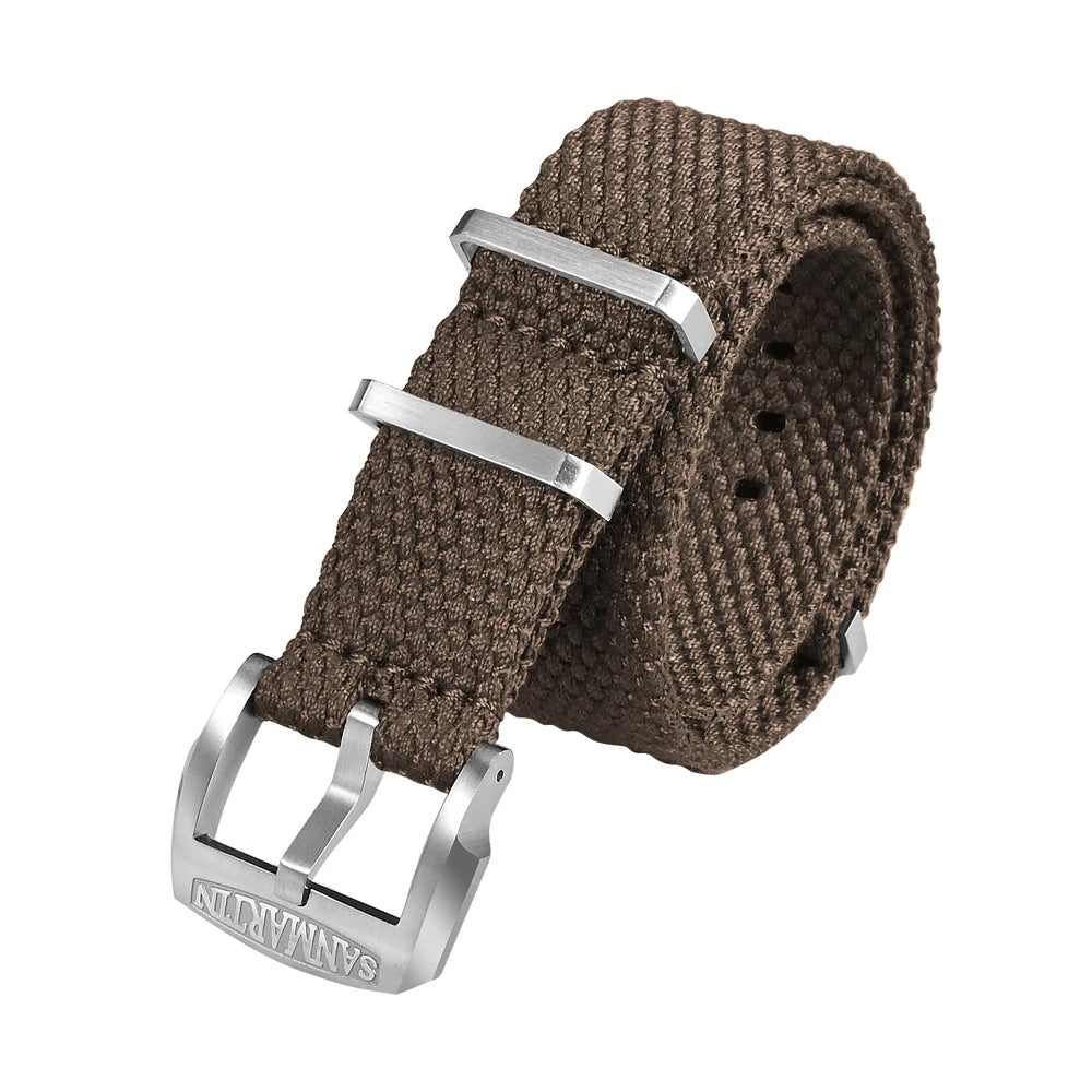 Cinturino per orologio San Martin in lino intrecciato 22 mm 20 mm cinturino per orologio da paracadutista cinturino in tessuto fibbia traspirante BD0012