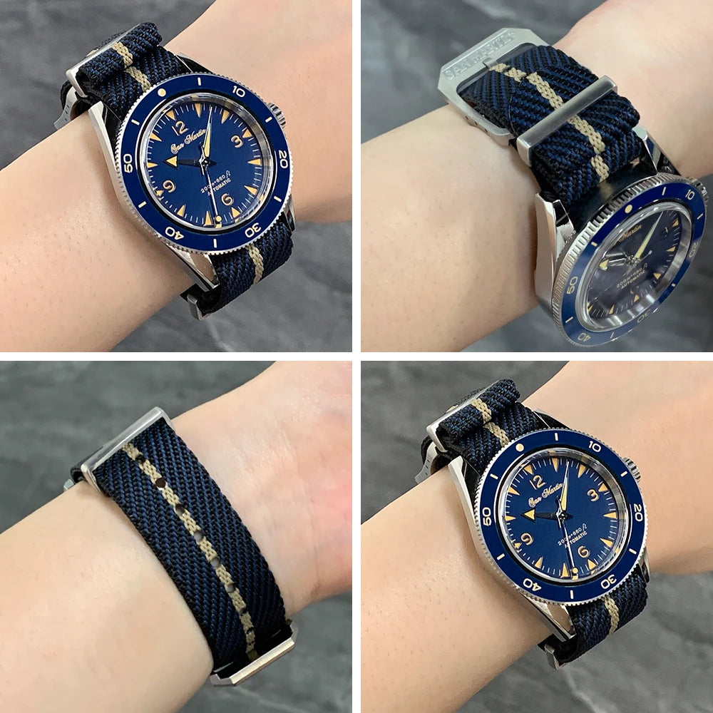 San Martin-Bracelet de montre pilote en nylon, 20mm, universel, sport, parachutiste, haute qualité