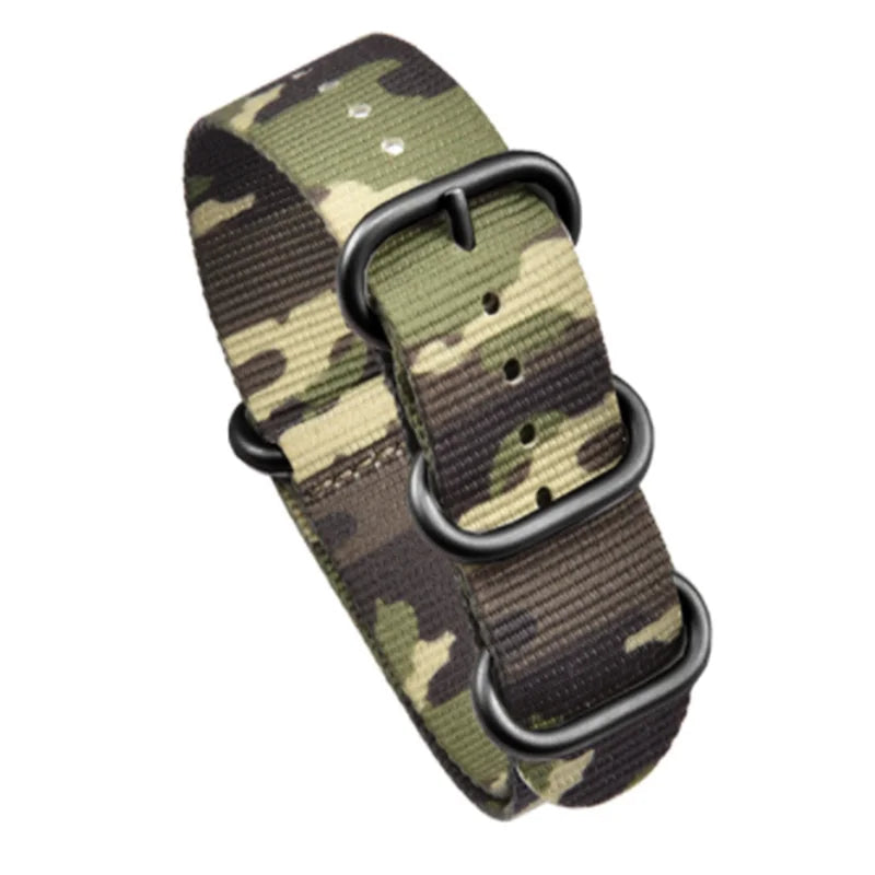 Haute qualité Camouflage cinq anneaux bracelet en Nylon bracelet de sport 20MM 22MM décontracté hommes femmes montre accessoires