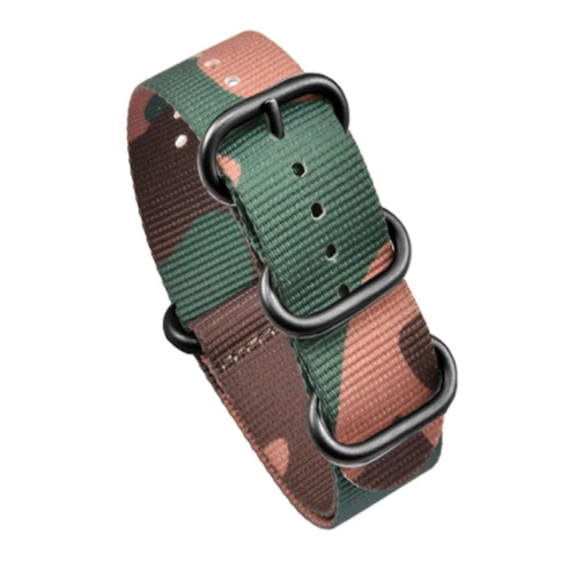 Haute qualité Camouflage cinq anneaux bracelet en Nylon bracelet de sport 20MM 22MM décontracté hommes femmes montre accessoires