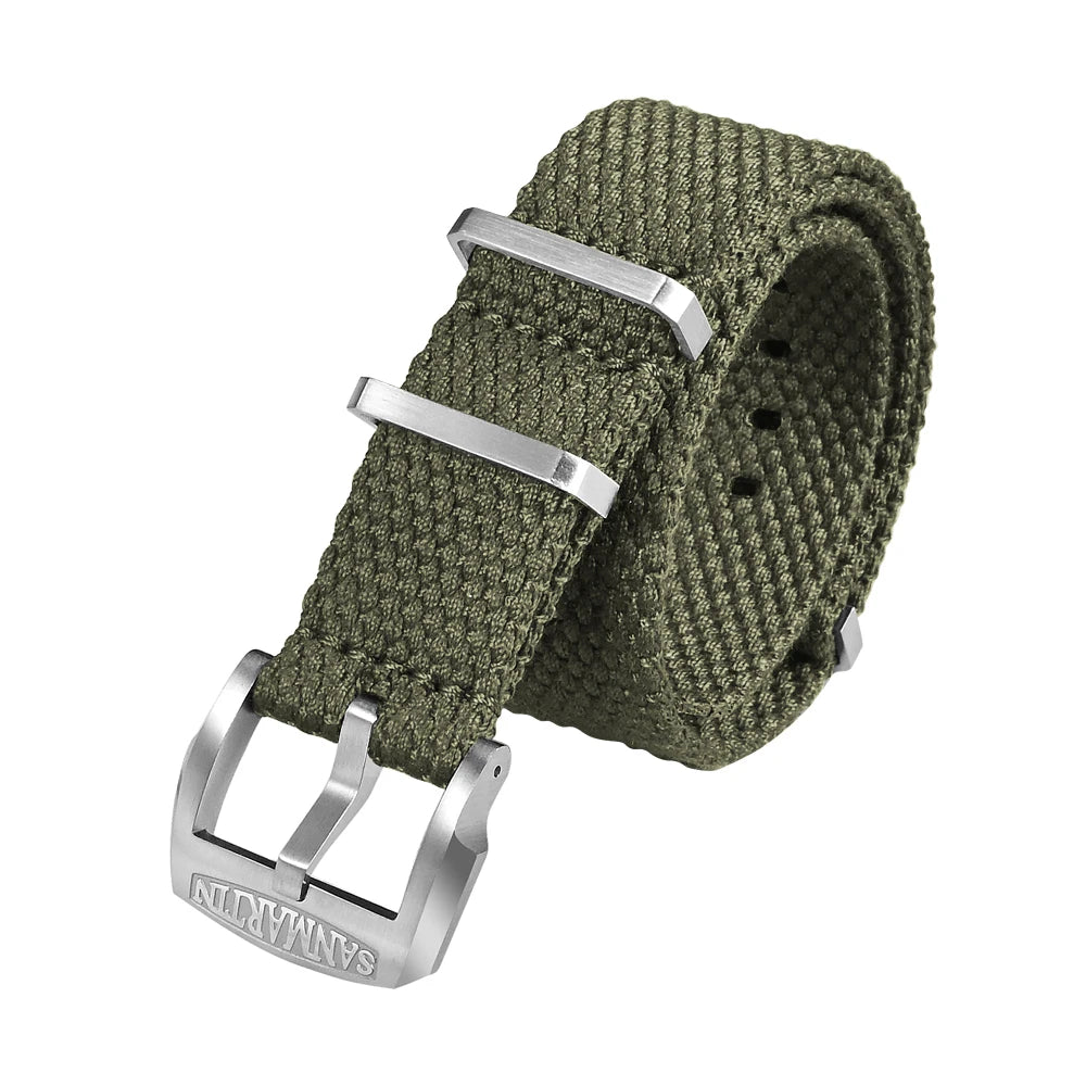 Cinturino per orologio San Martin in lino intrecciato 22 mm 20 mm cinturino per orologio da paracadutista cinturino in tessuto fibbia traspirante BD0012
