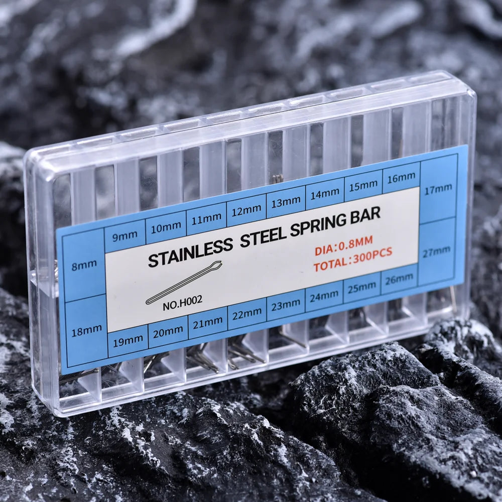 300 pièces de goupilles fendues pour bracelet de montre en acier inoxydable avec boîte, assortiment de goupilles de maillons de bracelet de montre, outils de réparation de montres
