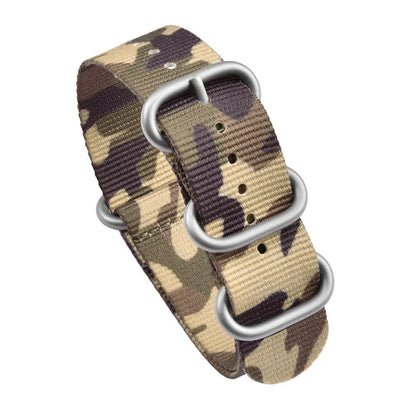 Haute qualité Camouflage cinq anneaux bracelet en Nylon bracelet de sport 20MM 22MM décontracté hommes femmes montre accessoires