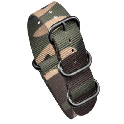 Haute qualité Camouflage cinq anneaux bracelet en Nylon bracelet de sport 20MM 22MM décontracté hommes femmes montre accessoires