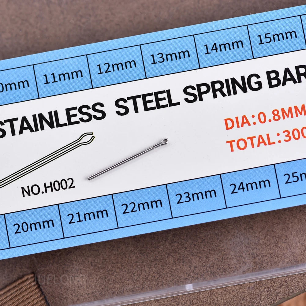 300 pièces de goupilles fendues pour bracelet de montre en acier inoxydable avec boîte, assortiment de goupilles de maillons de bracelet de montre, outils de réparation de montres