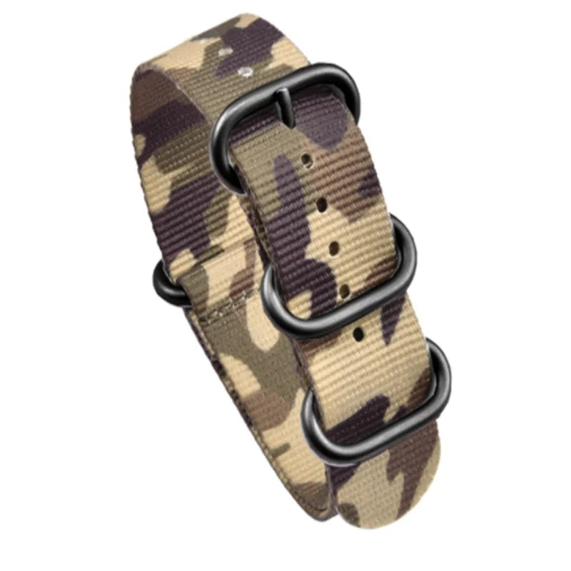Haute qualité Camouflage cinq anneaux bracelet en Nylon bracelet de sport 20MM 22MM décontracté hommes femmes montre accessoires