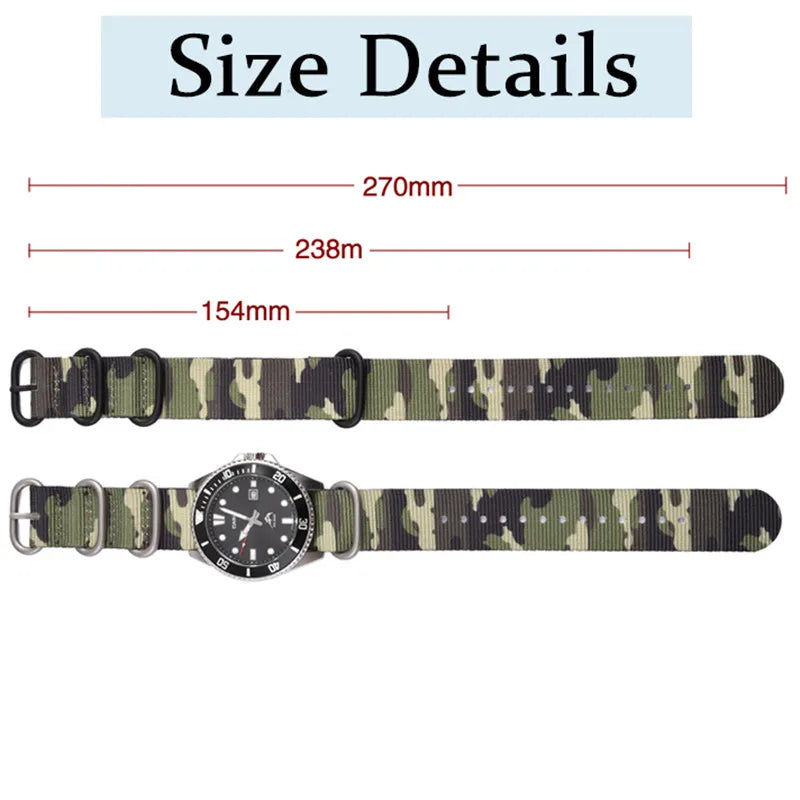 Haute qualité Camouflage cinq anneaux bracelet en Nylon bracelet de sport 20MM 22MM décontracté hommes femmes montre accessoires
