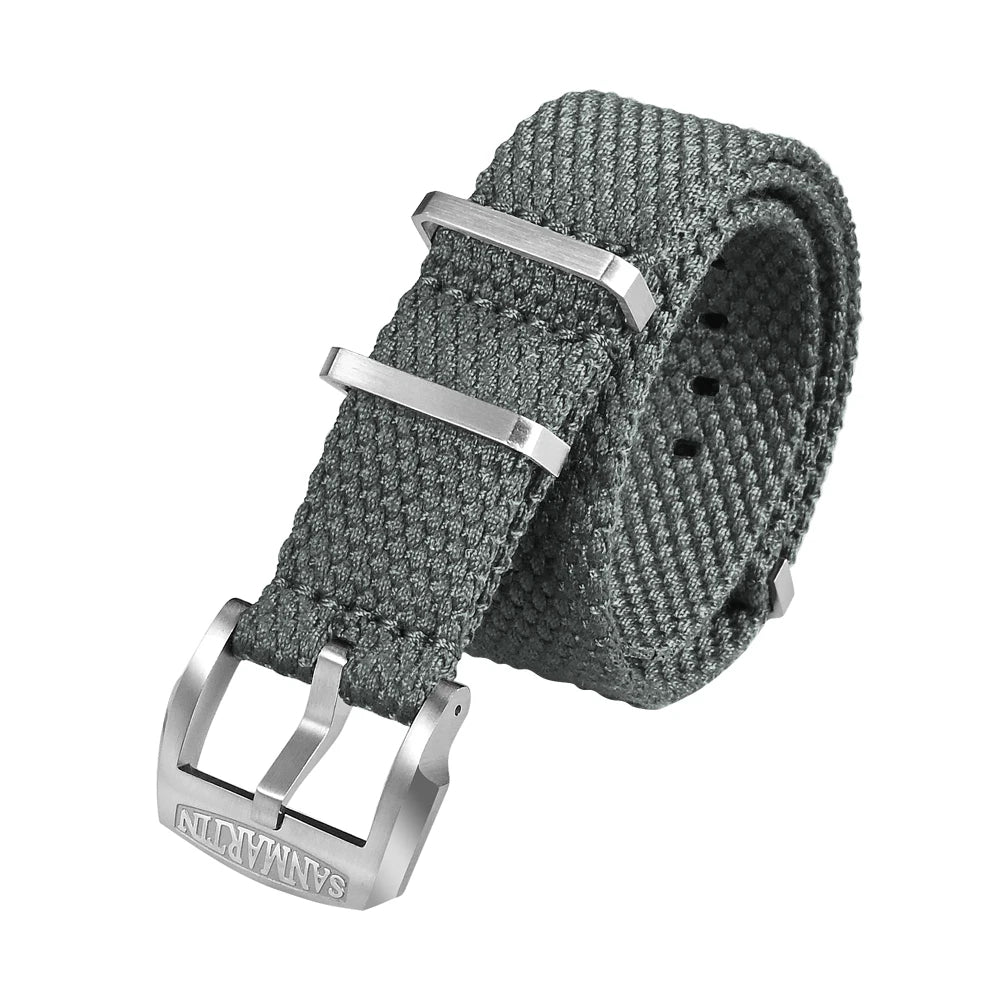 Cinturino per orologio San Martin in lino intrecciato 22 mm 20 mm cinturino per orologio da paracadutista cinturino in tessuto fibbia traspirante BD0012