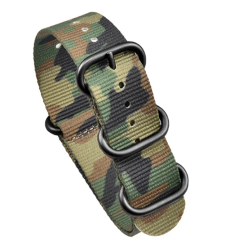 Haute qualité Camouflage cinq anneaux bracelet en Nylon bracelet de sport 20MM 22MM décontracté hommes femmes montre accessoires
