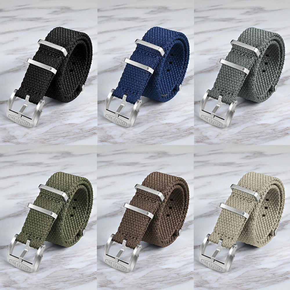 Cinturino per orologio San Martin in lino intrecciato 22 mm 20 mm cinturino per orologio da paracadutista cinturino in tessuto fibbia traspirante BD0012