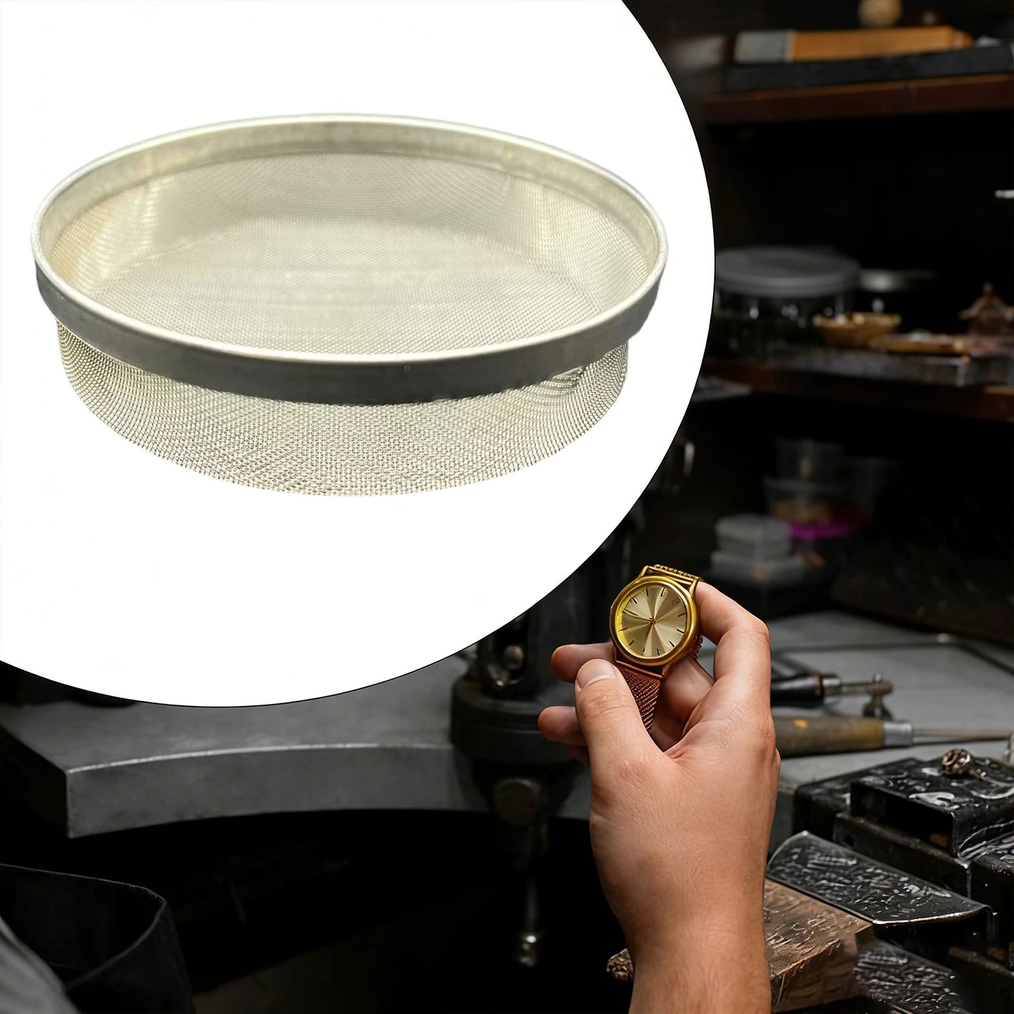 Paniers de nettoyage de montres empilables, plateau de rangement de lavage Portable avec couvercle en maille pour vis d'entretien de mouvement de petites pierres 4 pièces