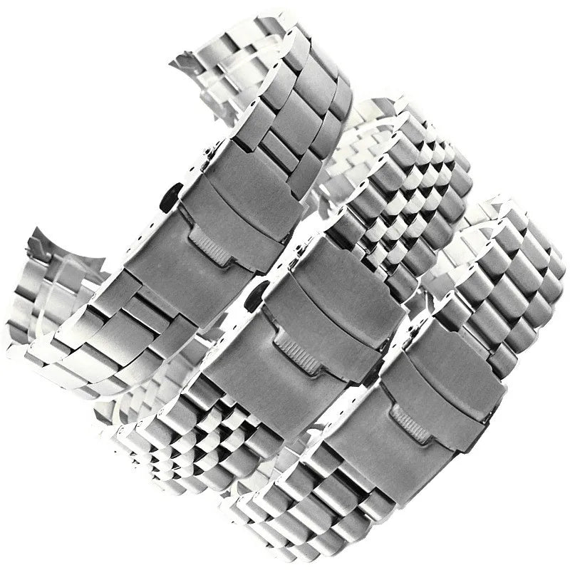 Stainless Steel Link Watch Bracelet for Seiko SKX - Deployment Clasp