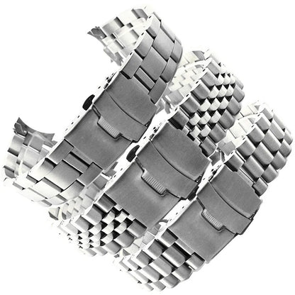 Stainless Steel Link Watch Bracelet for Seiko SKX - Deployment Clasp