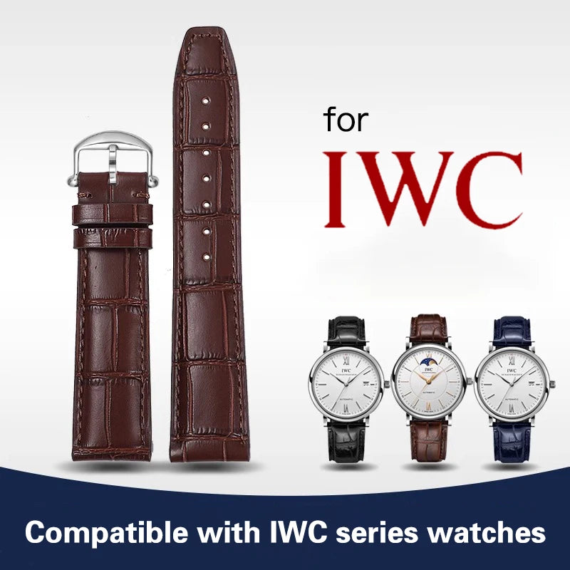 Cinturino in vera pelle per orologio da pilota IWC Portoghese Portofino, cinturino in pelle di vacchetta da 20 mm e 22 mm