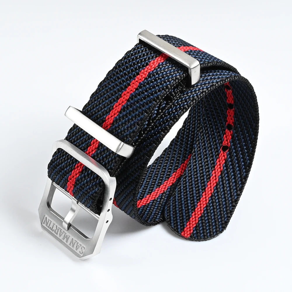 San Martin-Bracelet de montre pilote en nylon, 20mm, universel, sport, parachutiste, haute qualité