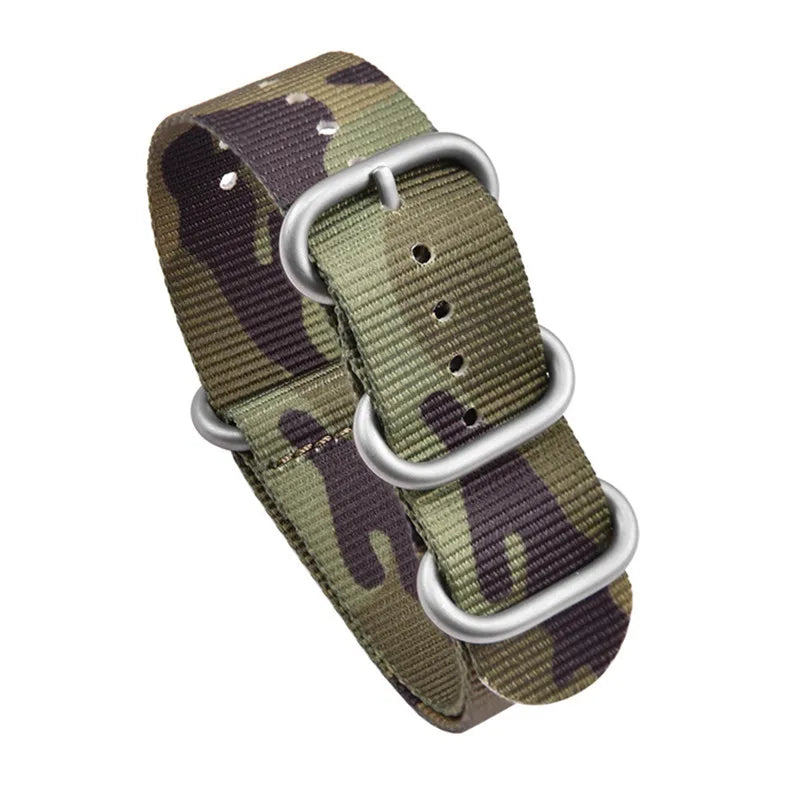 Haute qualité Camouflage cinq anneaux bracelet en Nylon bracelet de sport 20MM 22MM décontracté hommes femmes montre accessoires