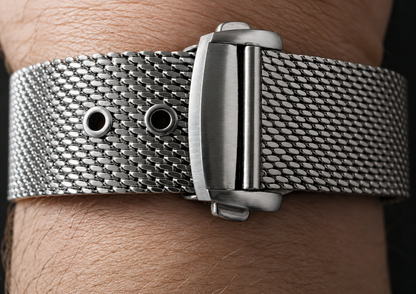 Bracciale per orologio milanese argento Ø 0,6 mm - Stile Omega / Fibbia deployante – Uomo – Rapido / Universale