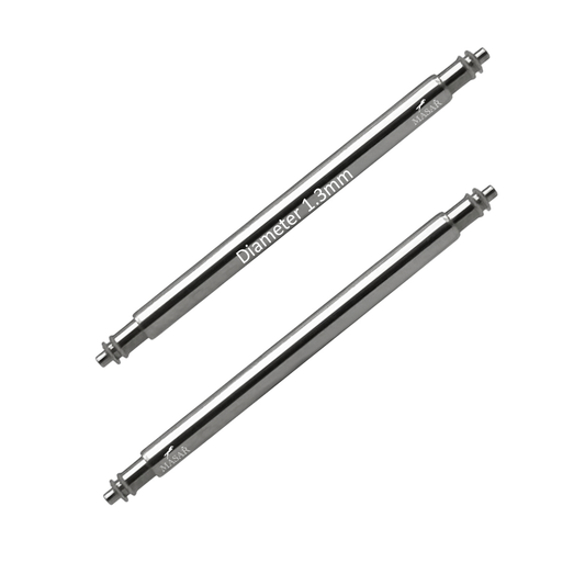 Pasador de barra de resorte Masar SLX, diámetro 1,3 mm, doble brida, acero inoxidable 316L, punta de 0,7 mm, 2 unidades