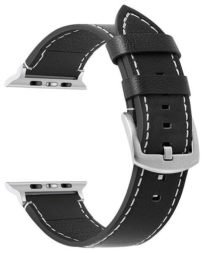 Bracelet Cuir Surpiqûre Blanche - Compatible avec Apple Watch