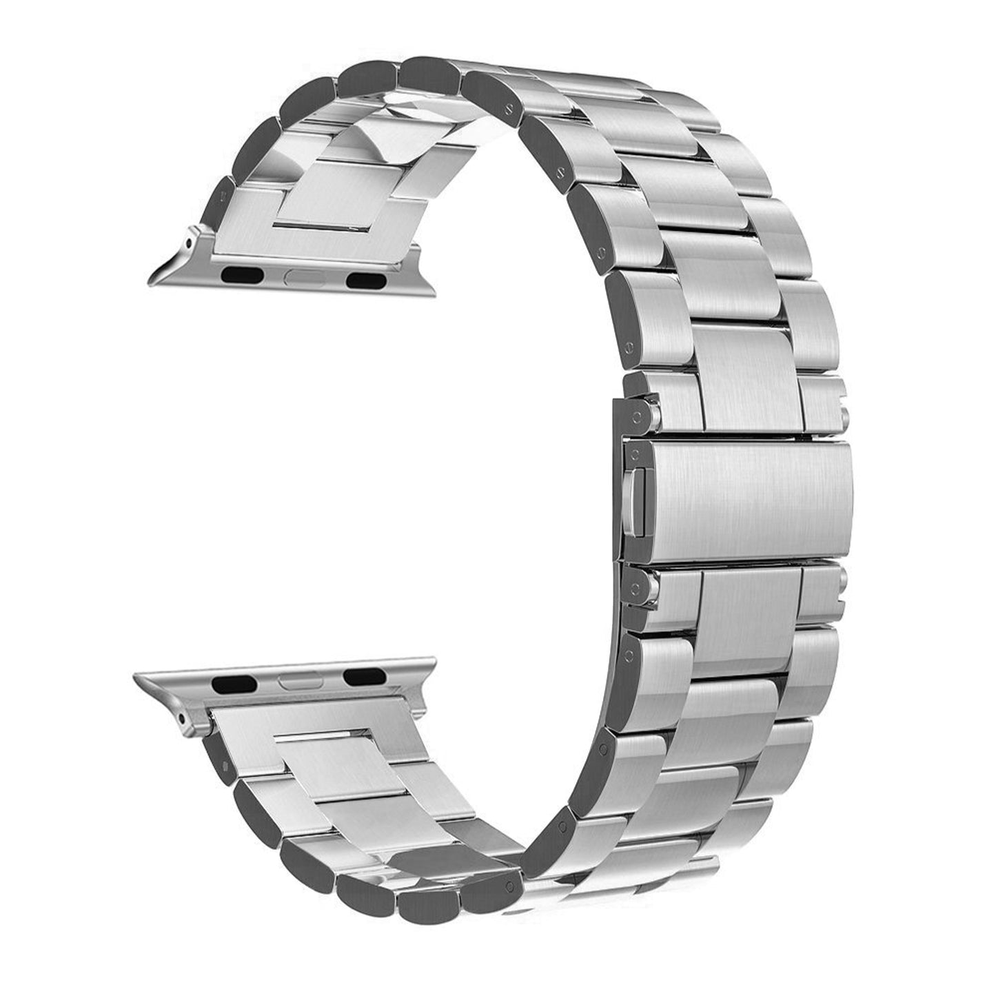 Masar Bracelet Boucle Déployante à Maillons Compatible avec Apple Watch - Acier Inoxydable 304L - 3 Rangées