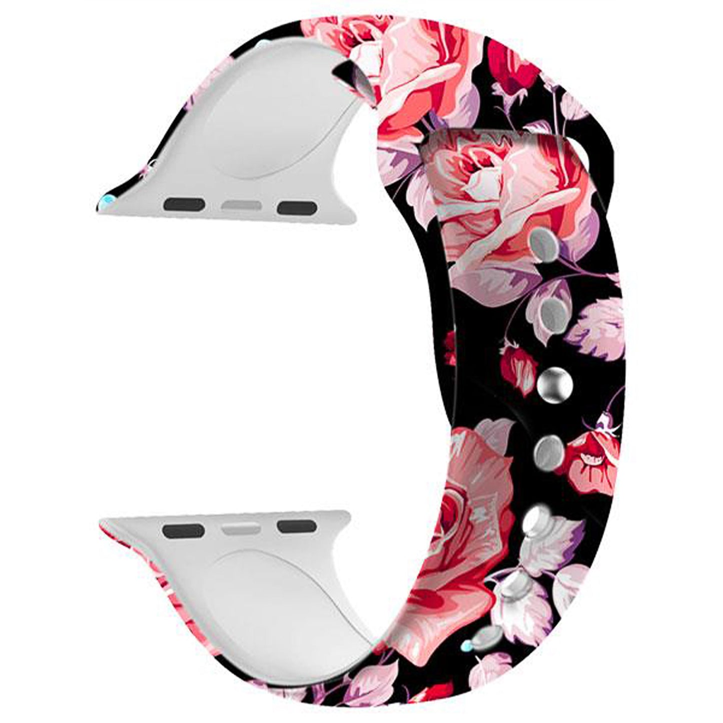 Masar Bracelet Montre Sport pour Apple Watch Silicone - Rose / Fleurs