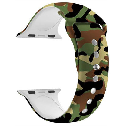 Masar Bracelet Sport Camouflage Vert en Silicone Compatible avec Apple Watch - Band