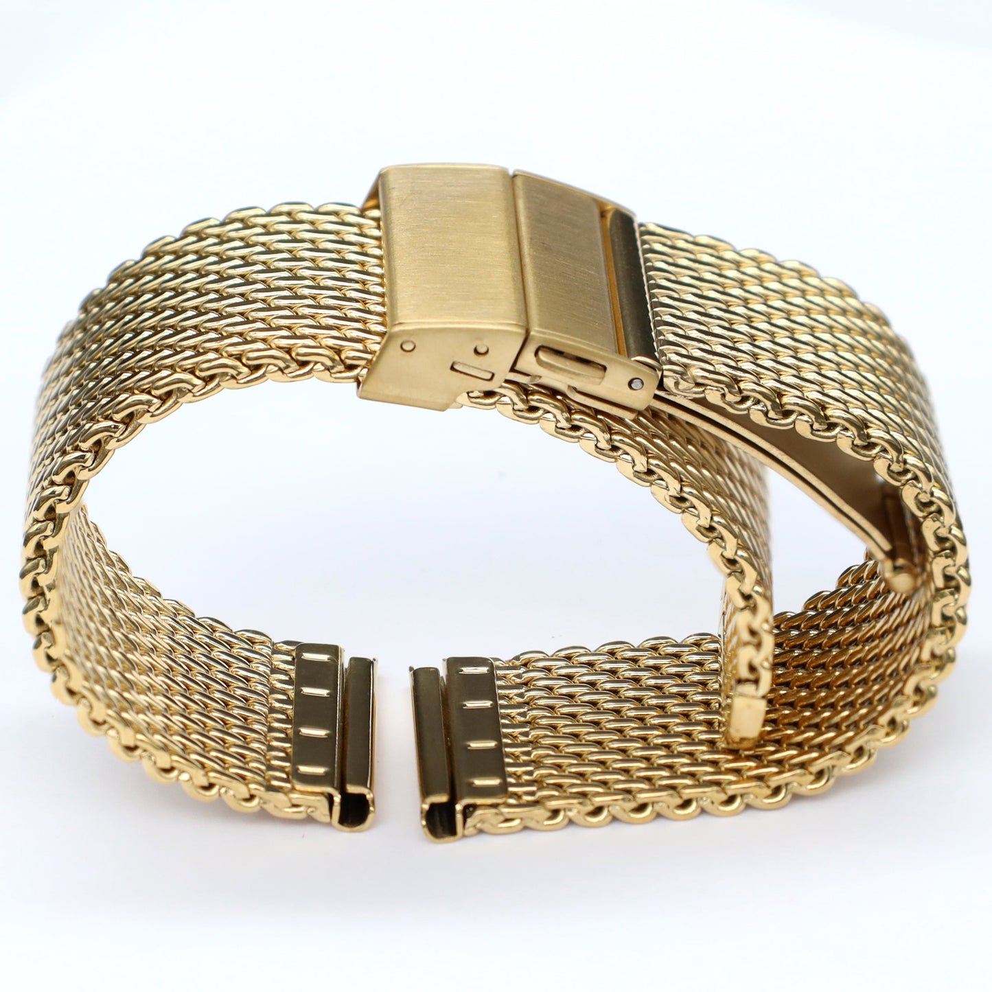 Fibbia deployante BiG Mesh Ø 1mm - Cinturino per orologio da uomo in maglia milanese - Universale - Oro / Oro