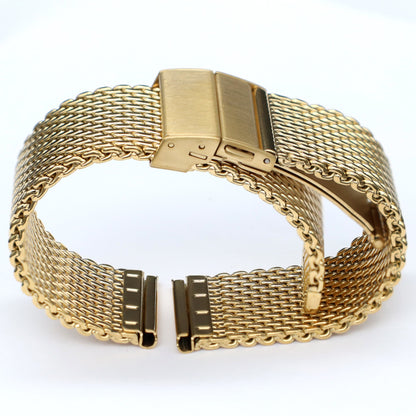 Fibbia deployante BiG Mesh Ø 1mm - Cinturino per orologio da uomo in maglia milanese - Universale - Oro / Oro