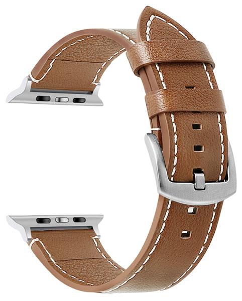 Masar Bracelet Cuir Surpiqûre Blanche - Compatible avec Apple Watch