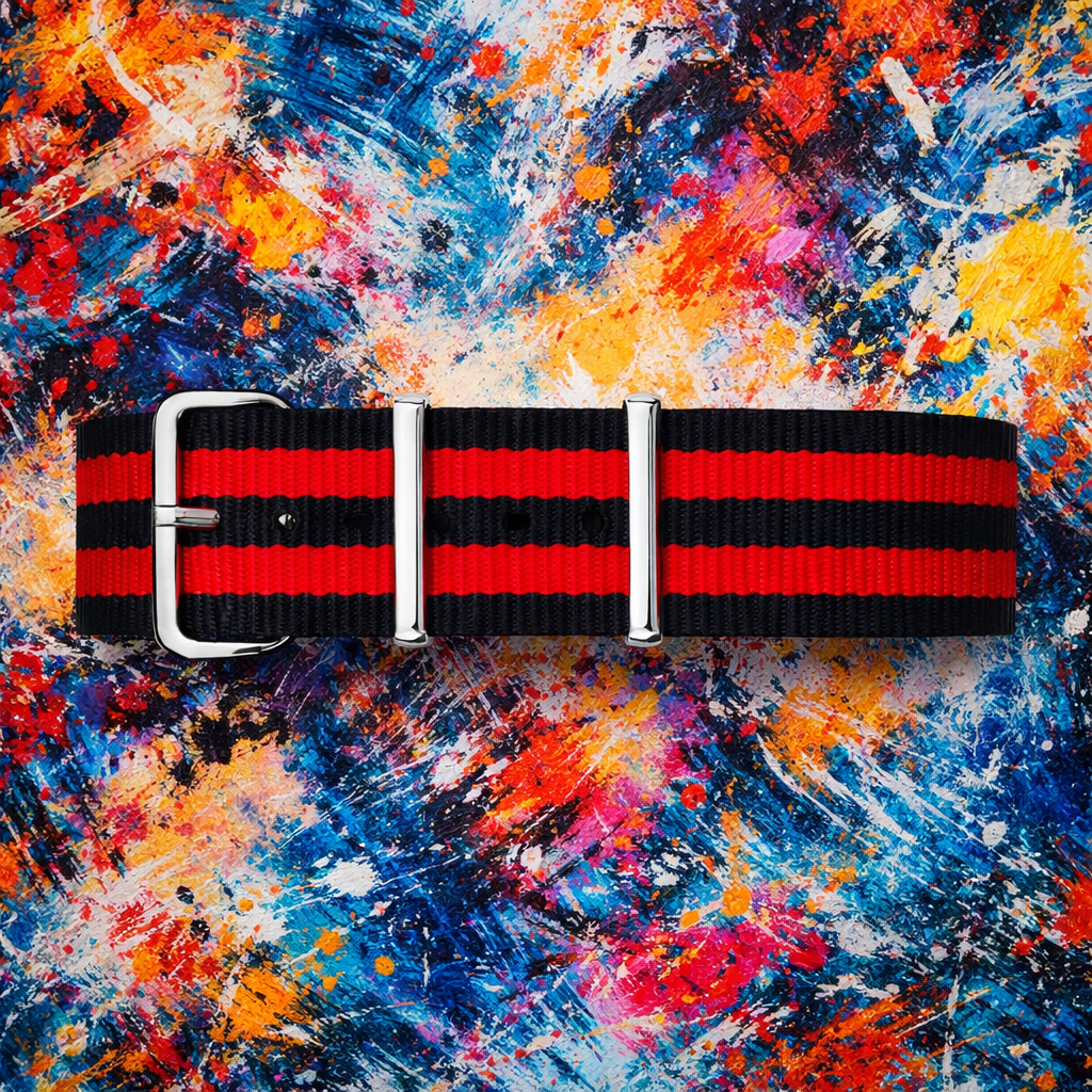 Cinturino NATO nero / 2 cinturini rossi