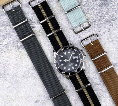 Masar Cinturino per Orologio Compatibile Citizen NATO Nero / Kaki – Ibrido Nylon & Silicone
