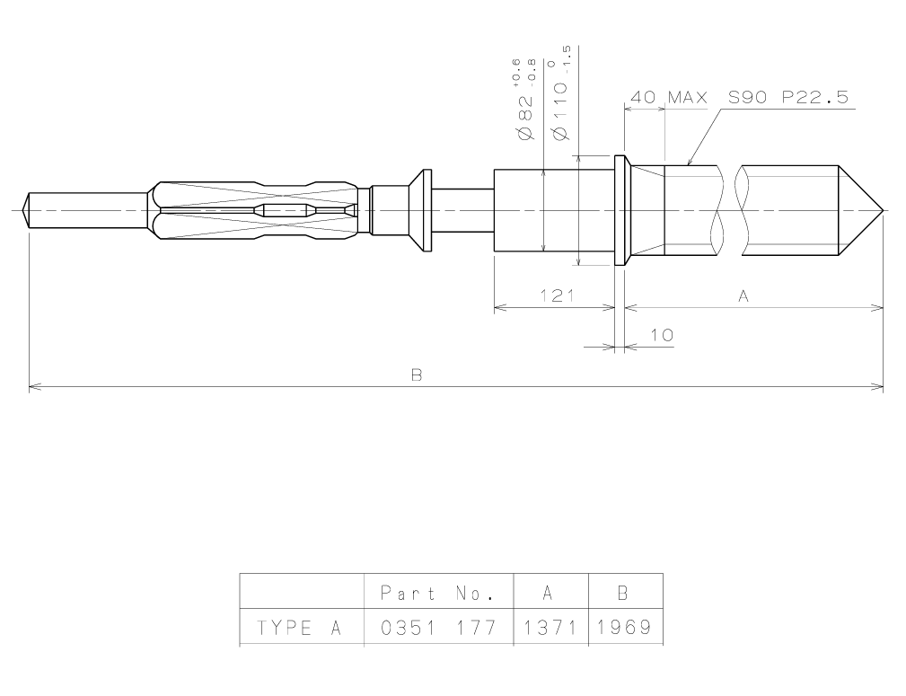Seiko - Winding Stem - Stem 351.177 - Caliber VD67A, VD72, VD75, VD75A, VD76, VD77, VD77A, VD78, VD78A - 1 Pc