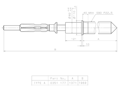 Seiko - Winding Stem - Stem 351.177 - Caliber VD67A, VD72, VD75, VD75A, VD76, VD77, VD77A, VD78, VD78A - 1 Pc