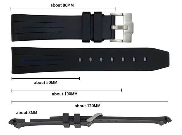 Bracelet de montre pour Rolex Submariner en caoutchouc - Premium