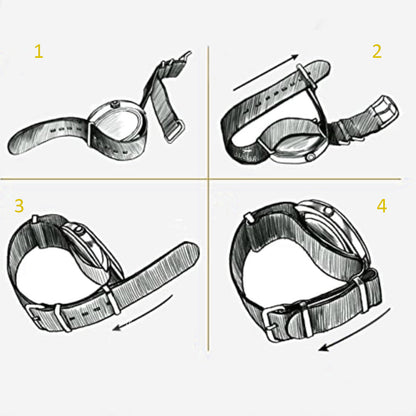 Masar Bracelet Montre ZULU Nylon Full Noir / Boucle Noir - Homme - Raide et épais 2mm