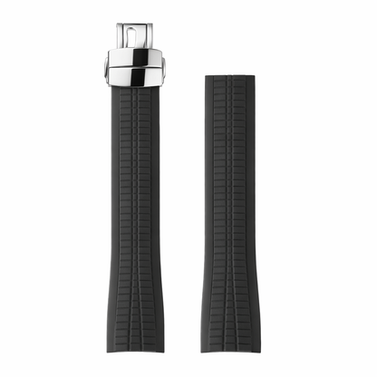 Black FKM Rubber Watch Strap Compatible with Patek Philippe Aquanaut Nautilus 5164-5167-5168-5968 - Curved