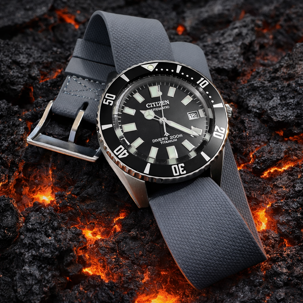 Cinturino per Orologio NATO in Gomma FKM Premium - microtesturizzato - 24,5 cm