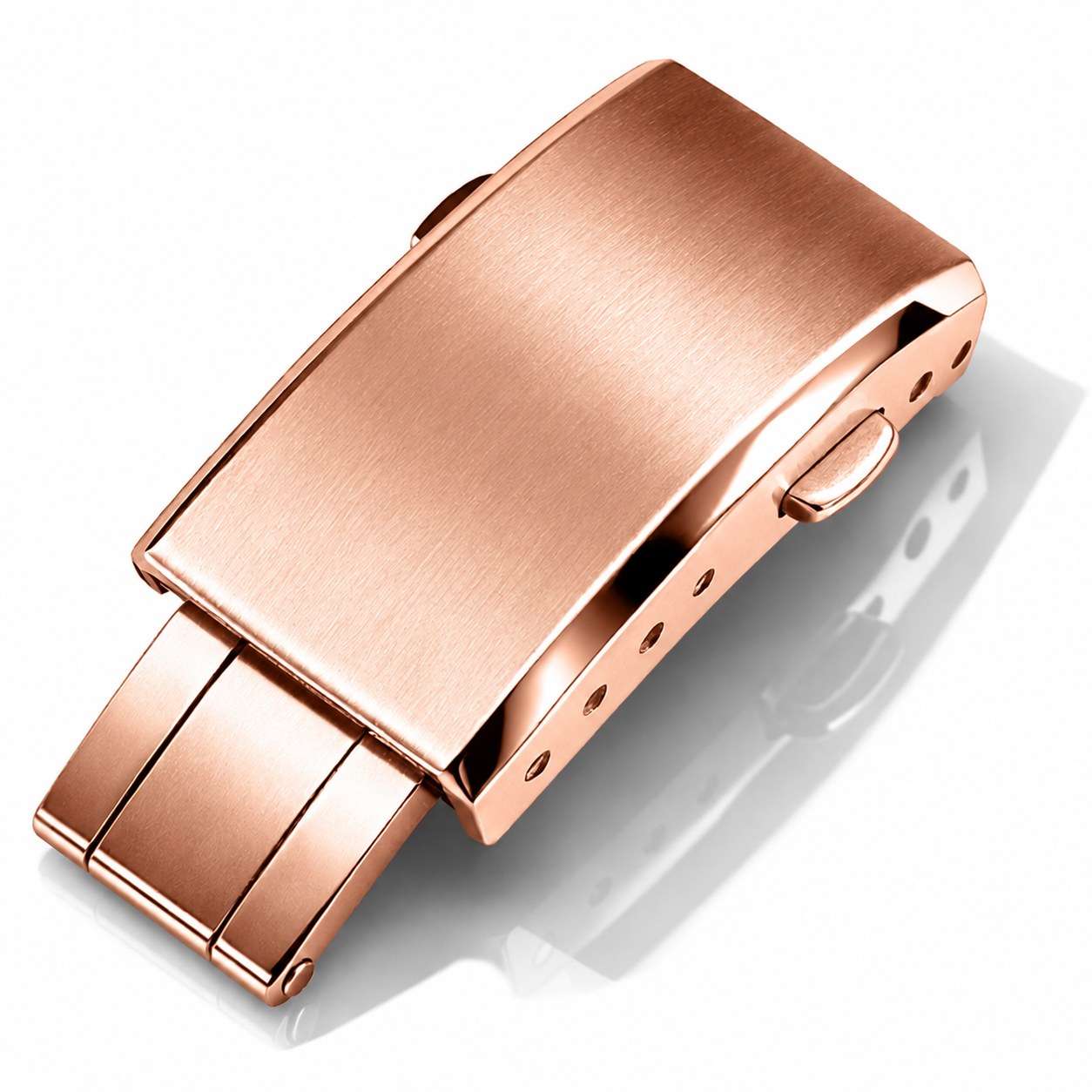 Boucle Déployante Or Rose Bracelet Montre CTS - Fermoir papillon - Acier Brossé / Poli Miroir – Épaisseur Bracelet ≤ 5,3mm - 4 Trous - 1 Pc
