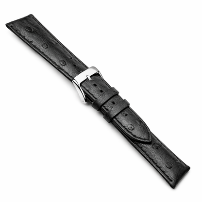 Ostrich Grain Watch Strap - Cowhide Leather - Mirror Polished Buckle - 3.6mm Padding - Universal