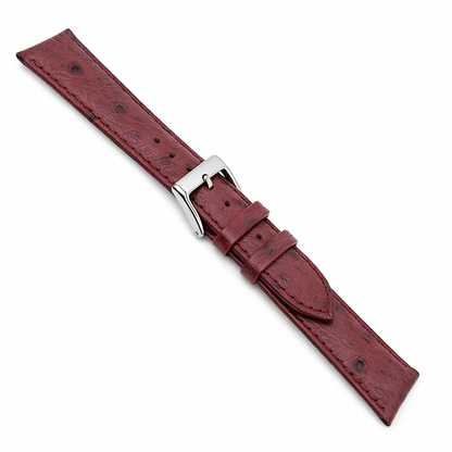 Ostrich Grain Watch Strap - Cowhide Leather - Mirror Polished Buckle - 3.6mm Padding - Universal
