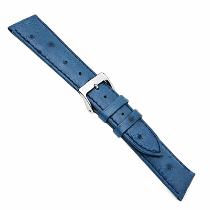 Ostrich Grain Watch Strap - Cowhide Leather - Mirror Polished Buckle - 3.6mm Padding - Universal