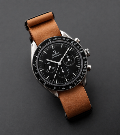 Masar NATO Genuine Leather Watch Strap Brown / Black Buckle - Premium / Universal