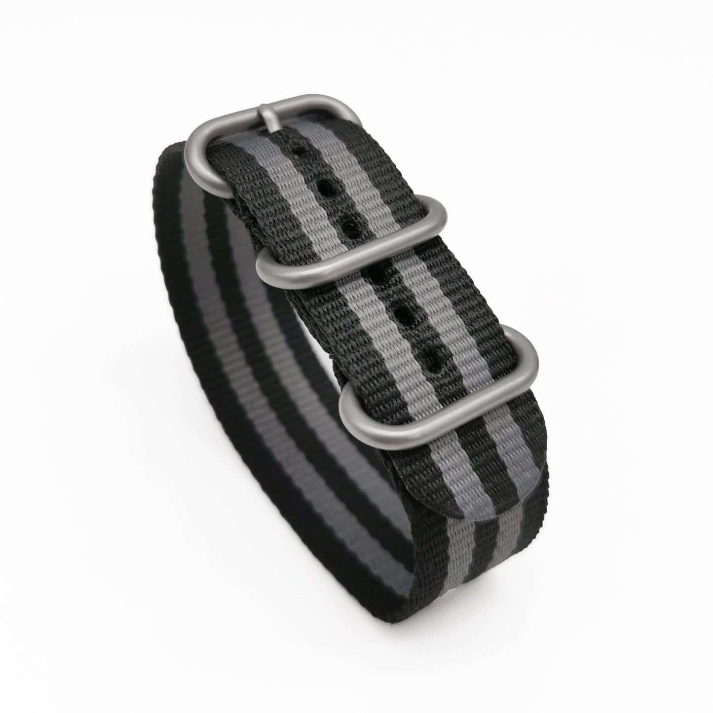 Bracelet de Montre ZULU Nato Nylon Gris / Noir / Boucle Satin - Special – Fin