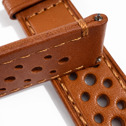 Cinturino per orologio Rally in pelle marrone traforata - Rapido - Universale