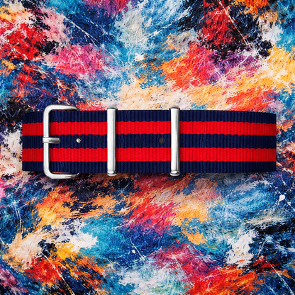 Cinturino per orologio NATO blu navy / 2 strisce rosse