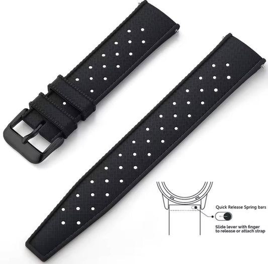 Cinturino per orologio in silicone, alternativa alla gomma FKM - Chiusura rapida nera