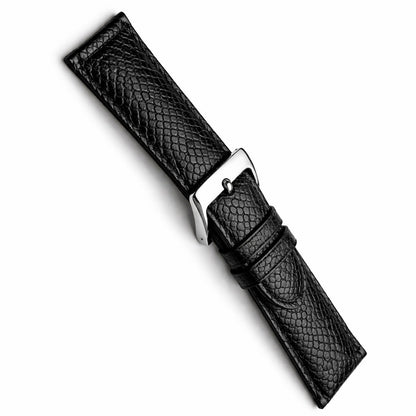 Cinturino Orologio Pelle Nera - Vero Lucertola - Spessore 3,8mm - Lucentezza Elevata