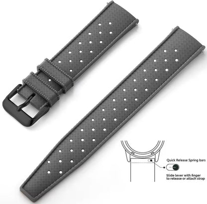 Bracelet Montre Silicone Alternative au caoutchouc Fkm - Rapide Boucle Noire